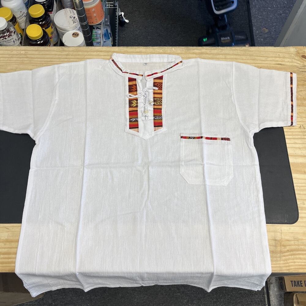 Shirt Mens S White Guayabera Rockabilly Cuban Classic New